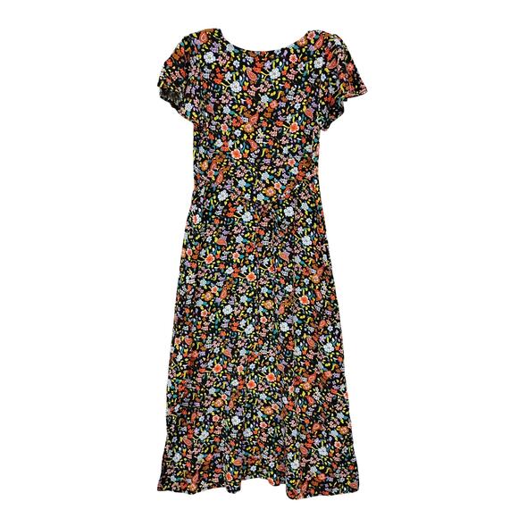 Vylette Floral Sun Dress Size Small V Neck Tie on Back and Side Zipper - Picture 7 of 12